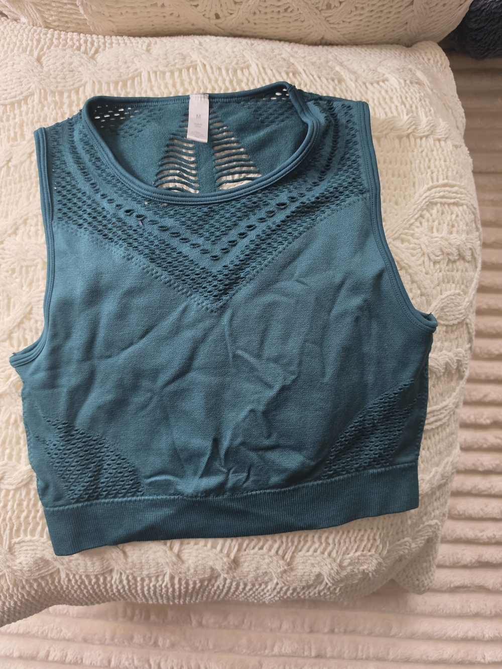 Seamless Teal Crop Tank Top